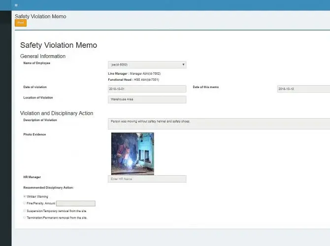 E-memo screen 2