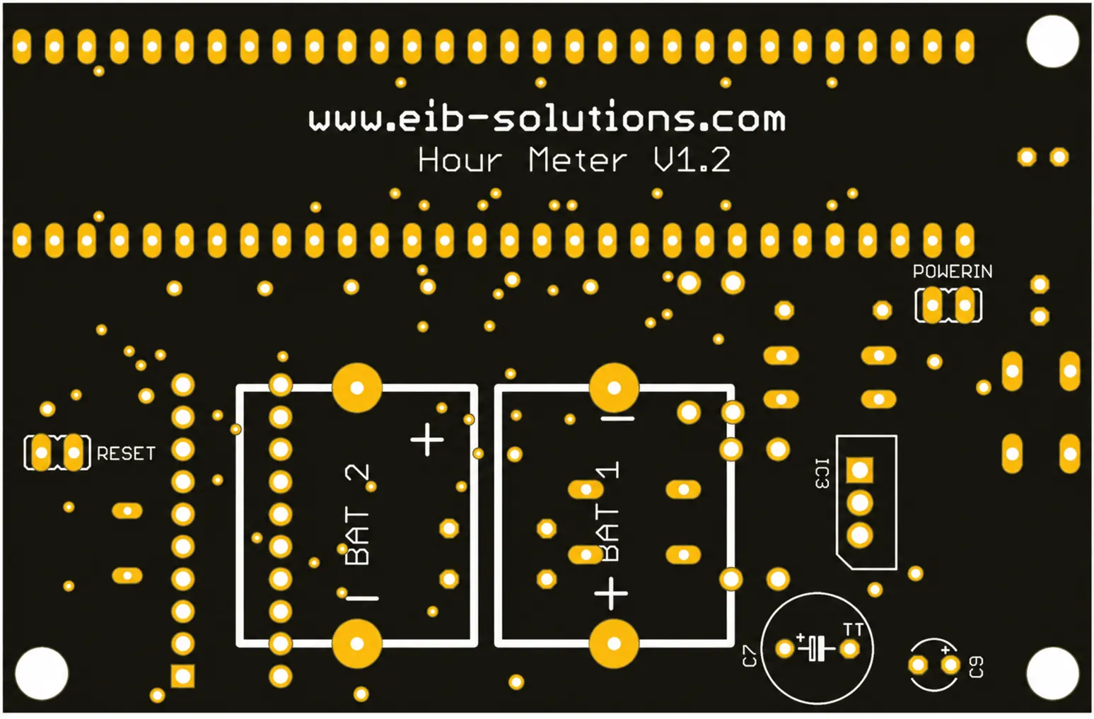 Hour meter PCB rear